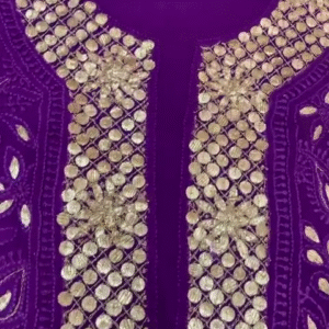 Royal Purple Mirror Work Embroidered Kurta