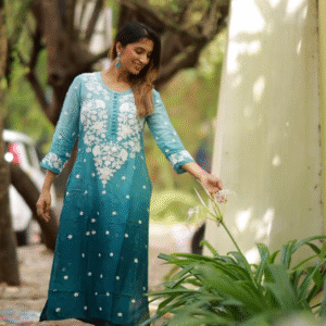 Aqua Blue Chikankari Kurta