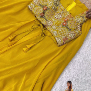 Golden Mustard Embroidered Lehenga Set