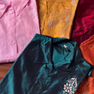 Women's Premium Satin Embroidered Shirt