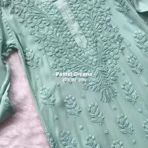 Pastel Green Handcrafted Chikankari Kurta Set – Subtle Elegance
