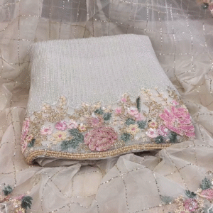 Elegant Hand-Embroidered Designer Suit with Net Dupatta