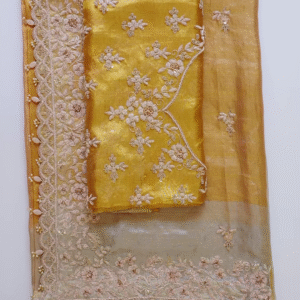 Golden Radiance Organza Embroidered Suit Set