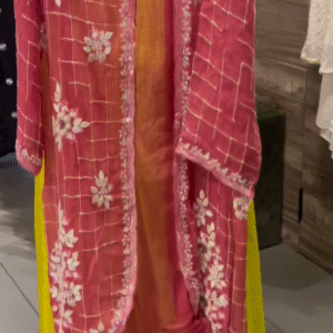 Deep Wine Velvet Net Kurta Set with Floral Sequin Embroidery