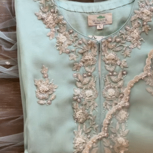 Light Blue Embroidered Unstitched Chanderi Suit Set