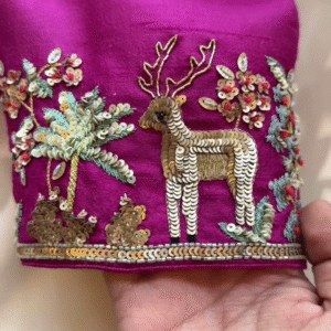 Fuchsia Floral Sequin Embroidered Unstitched Suit Set