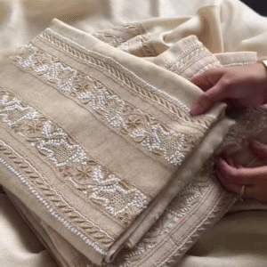 Ivory Embroidered Linen Blend Unstitched Suit Set