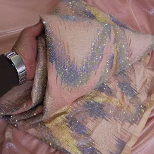 Blush Pink Iridescent Embellished Tissue Organza Fabric