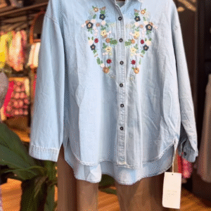 Denim Meadow: Embroidered Daydream Set