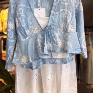 Bluebell Whispers: Boho Eyelet Co-Ord Set