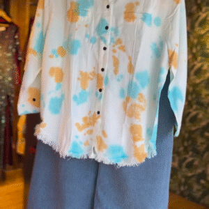 Pastel Tie-Dye Shirt with Denim Culottes – Street Style Co-ord Set