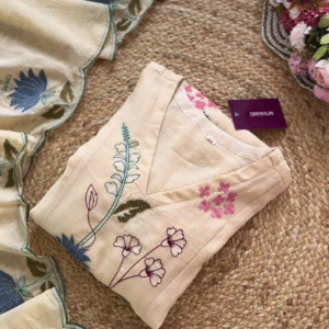 Elegant Off-White Floral Embroidered Suit Set