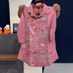 Boho Bloom: Embroidered Mirror Work Shirt Kurti