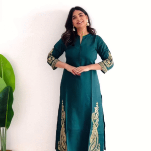 Emerald Green Embroidered Kurta Set with Palazzo
