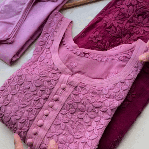 Peach Ombre Chikankari Kurta Set – Elegant & Graceful