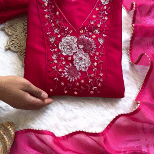 Radiant Rose Pink Embroidered Suit – A Timeless Ethnic Masterpiece