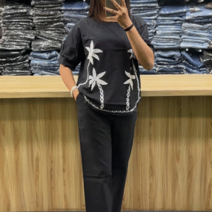 Olive Green Floral Embroidered Co-Ord Set