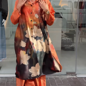 Elegant Floral Printed Satin Co-ord Set