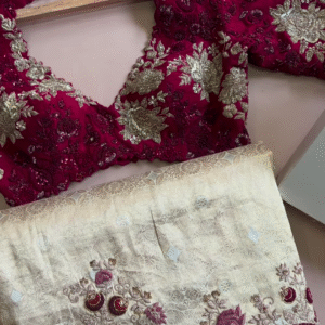 Maroon & Gold Embroidered Lehenga Set