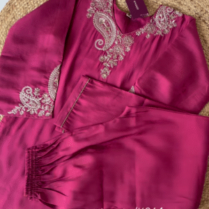 Elegant Wine Embroidered Kurta Set