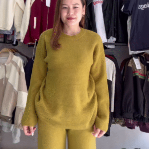 Knit Co-ord Sets 🧶🌾 With Sweater & Wide-Leg Pants – Yellow, Mustard & Brown Variants