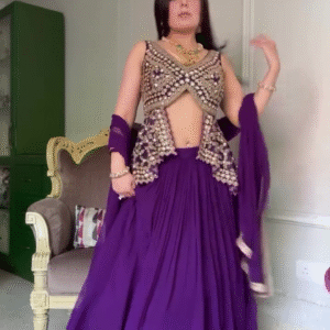 Royal Purple Embellished Lehenga with Statement Blouse