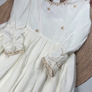 Elegant White Premium Partywear Gown / Dress with Embellished Detailing