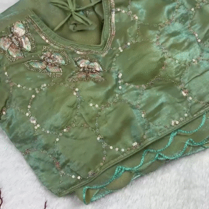 Ethereal Sage Green Ensemble with Butterfly Sequin Accents