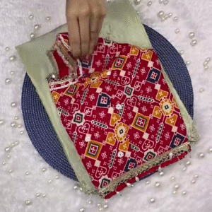 Crimson Geometric Patola Fusion Saree Set